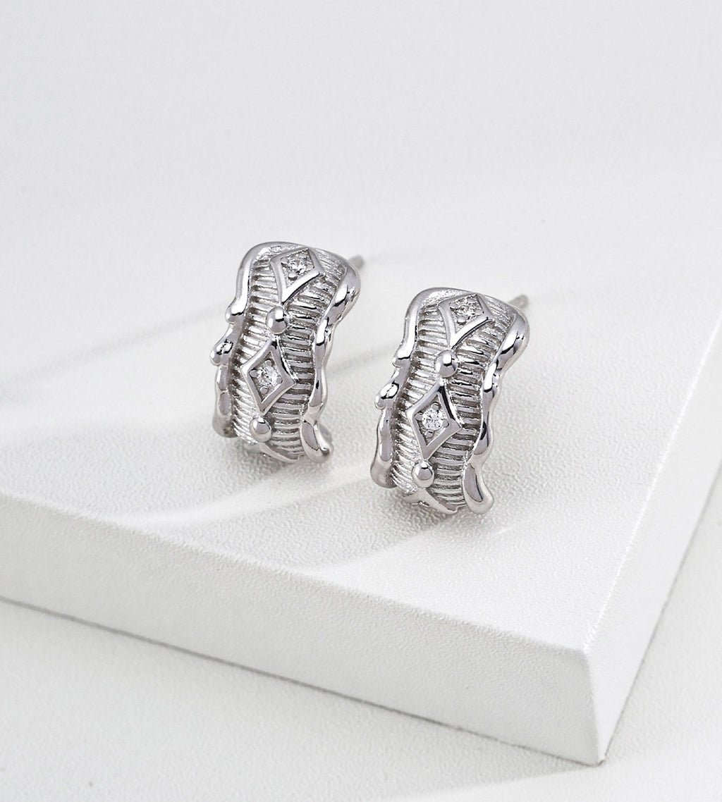 Contemporary Antique Filigree Half-Hoop Studs