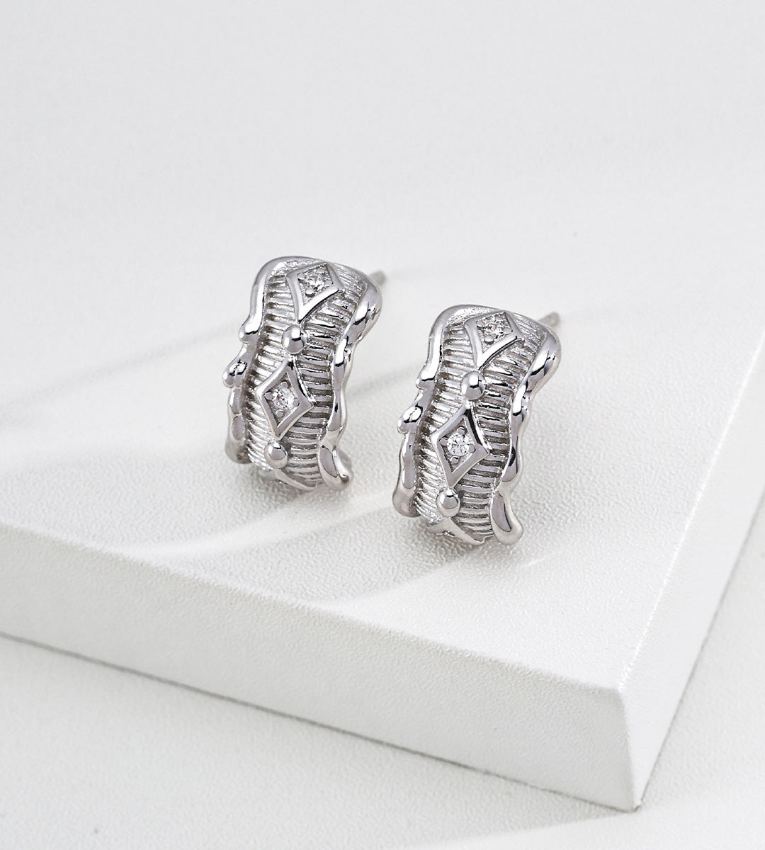 Contemporary Antique Filigree Half-Hoop Studs