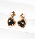 The Noir Coeur Vintage Pearl Drop Earrings 18K Gold-Plated S925 Silver