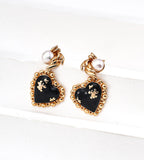 The Noir Coeur Vintage Pearl Drop Earrings 18K Gold-Plated S925 Silver