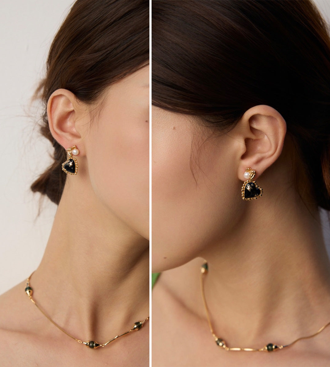 The Noir Coeur Vintage Pearl Drop Earrings 18K Gold-Plated S925 Silver