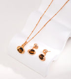 The Solstice Tiger's Eye Inlay Drops and Necklace, 18K Gold-Plated on S925 Silver