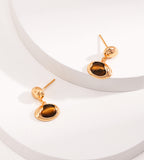 The Solstice Tiger's Eye Inlay Drop Earrings | 18K Gold-Plated on S925 Silver