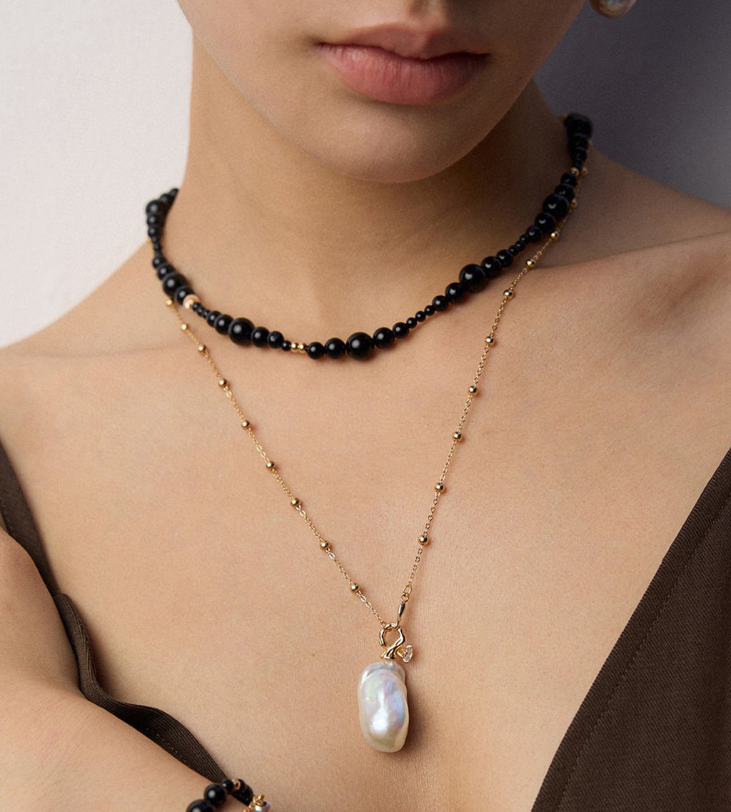 Tide-Kissed Baroque Pearl Pendant Necklace 18K Gold-Plated S925 Silver