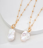 Tide-Kissed Baroque Pearl Pendant Necklace 18K Gold-Plated S925 Silver