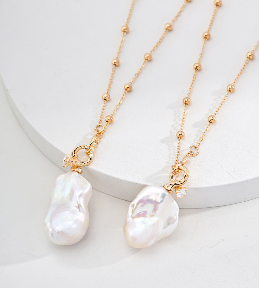Tide-Kissed Baroque Pearl Pendant Necklace 18K Gold-Plated S925 Silver