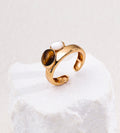 Tiger’s Eye & Mother-of-Pearl Open Ring 18K Gold-Plated S925 Silver | BUCKLE Collective