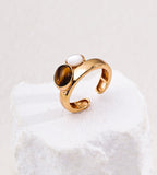 Tiger’s Eye & Mother-of-Pearl Open Ring 18K Gold-Plated S925 Silver | BUCKLE Collective