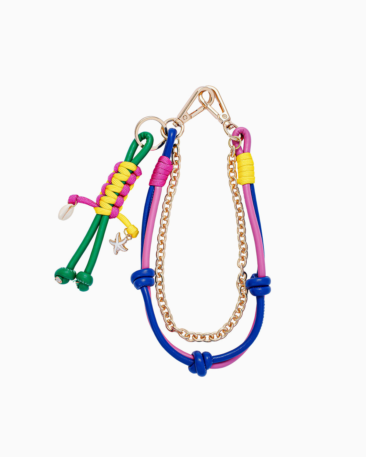 Colorful Leather & Chain Statement Bag Keychain Charm