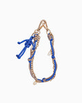 Elegant Blue & Taupe Rope Bag Keychain with Shell Accents