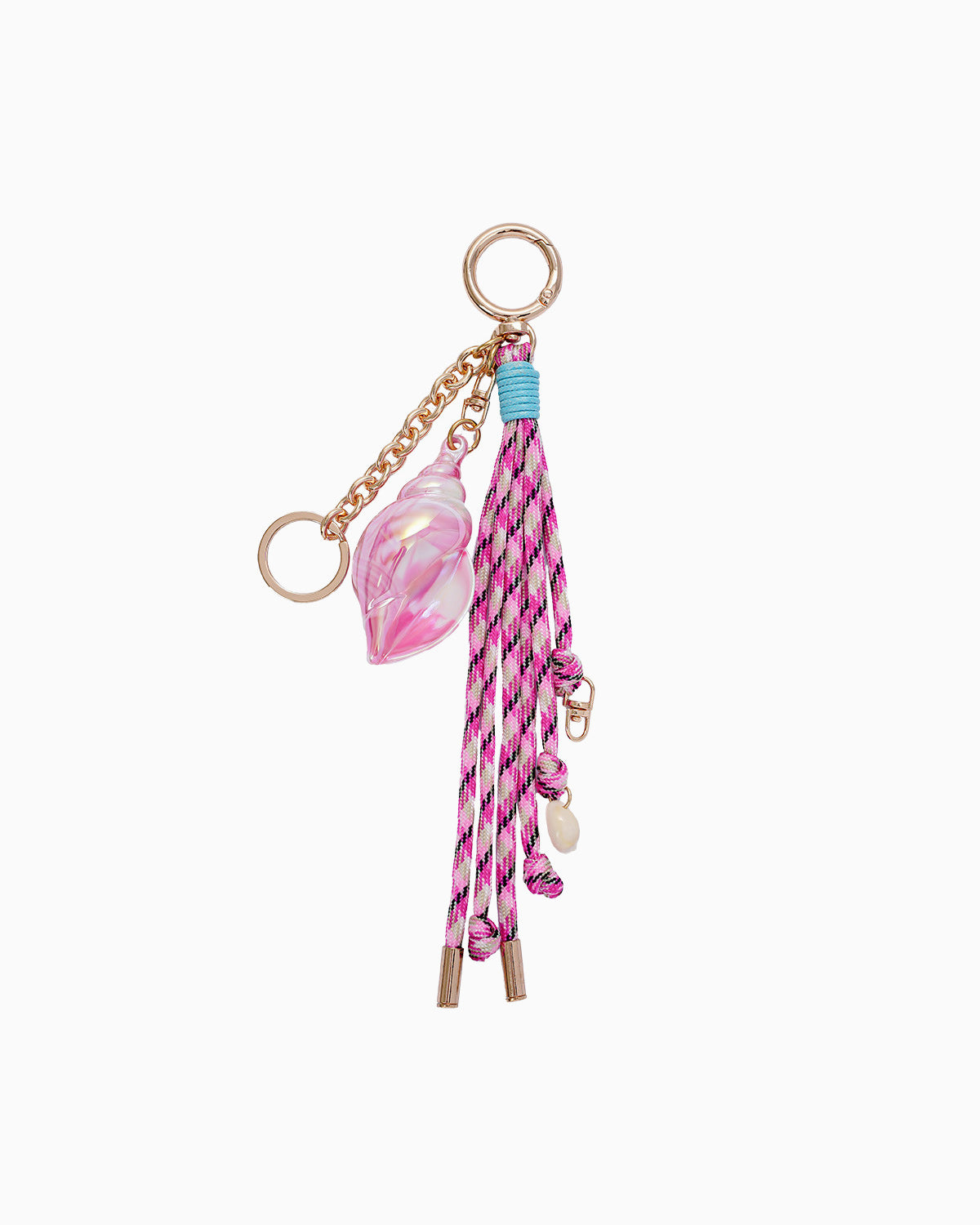 Chic Pink Shell & Tassel Bag Keychain Charm Accessory