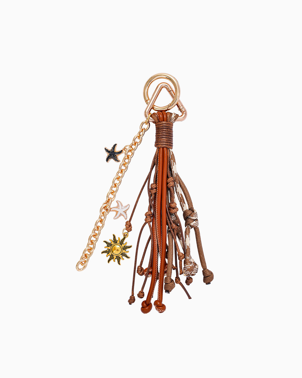 Vibrant Brown Tassel Bag Keychain with Nautical Charms