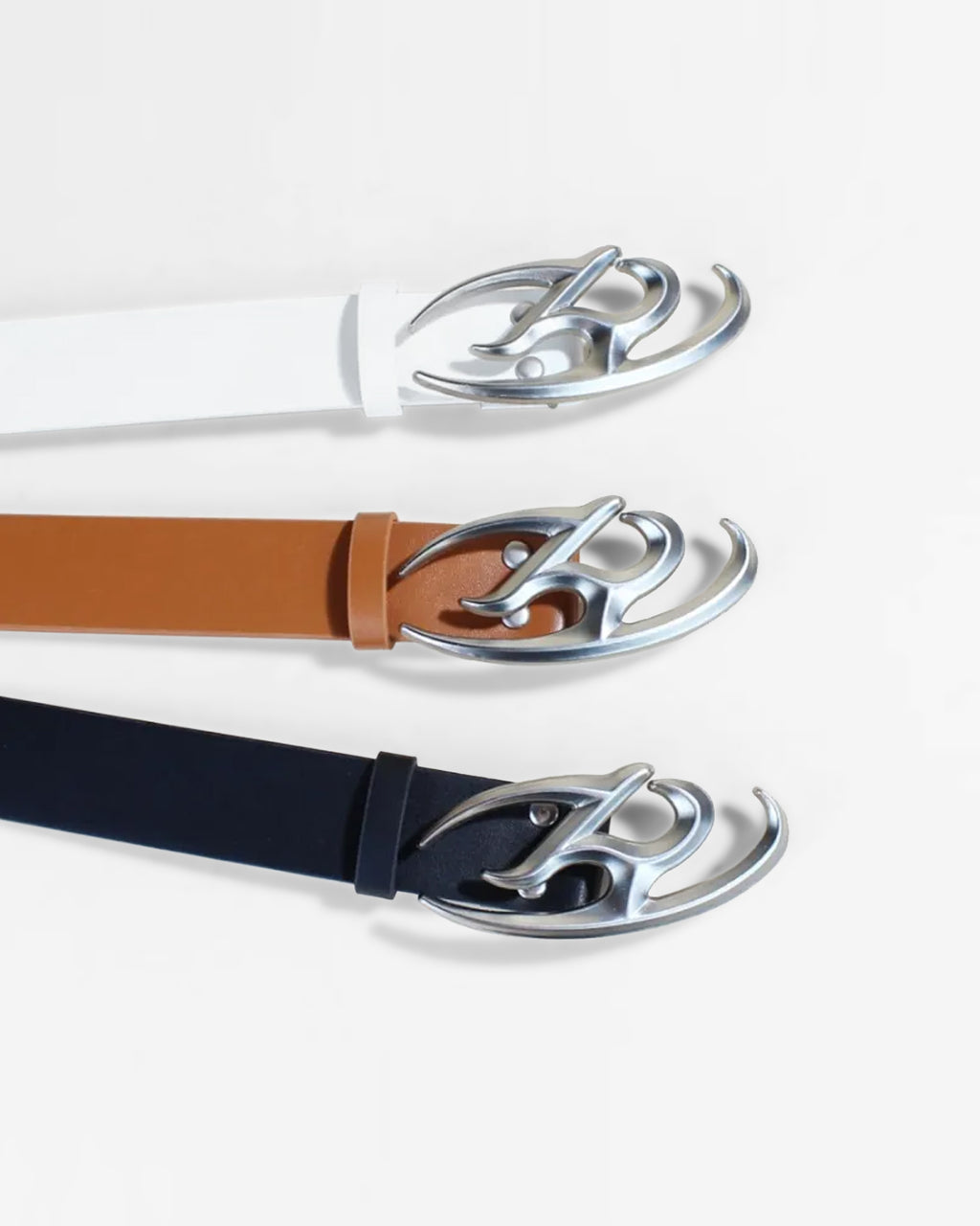 Unisex Statement Belt with Silver R-Shaped Buckle