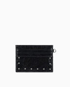 Unisex Vegan Leather Studded Black Card Holder