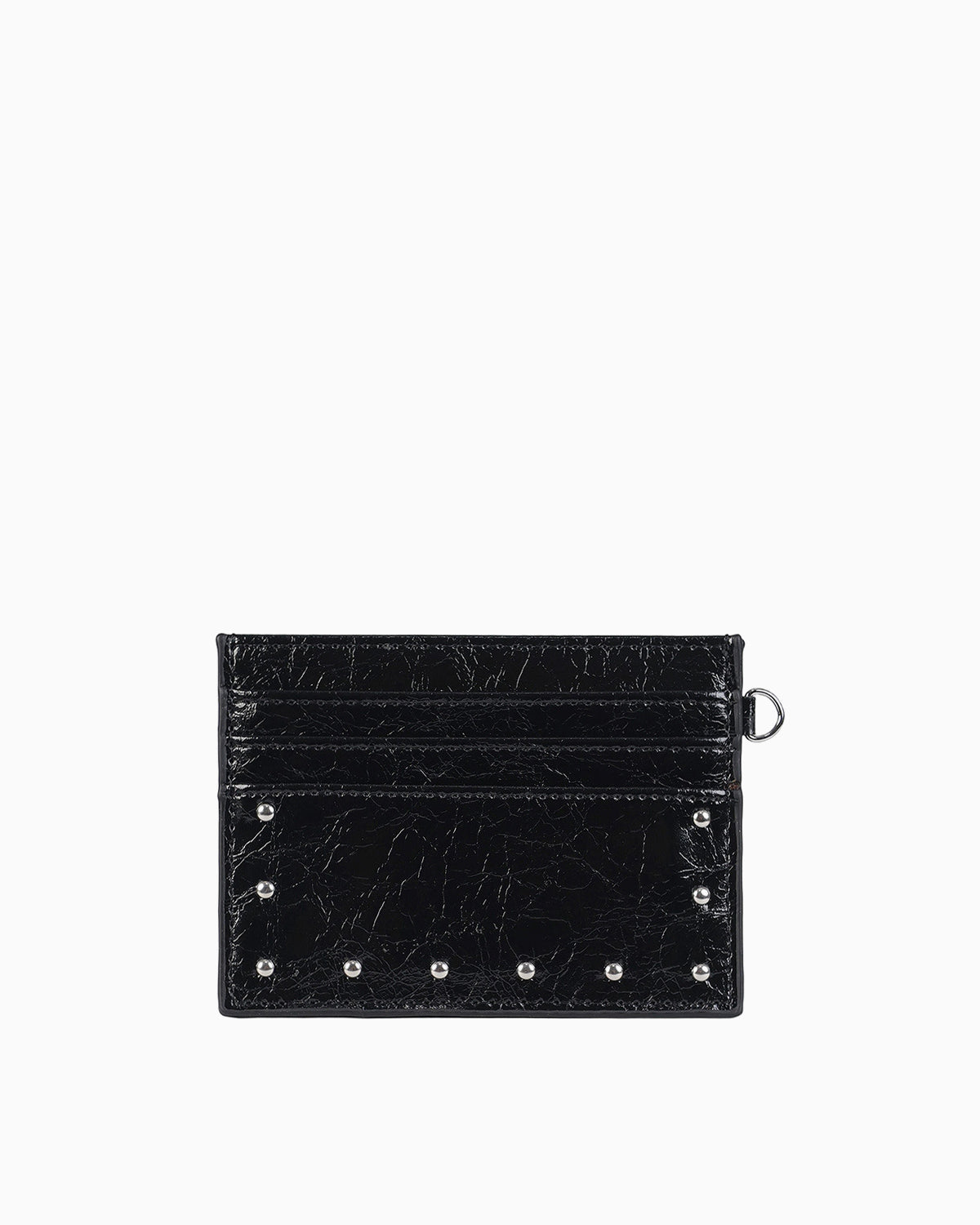 Unisex Vegan Leather Studded Black Card Holder
