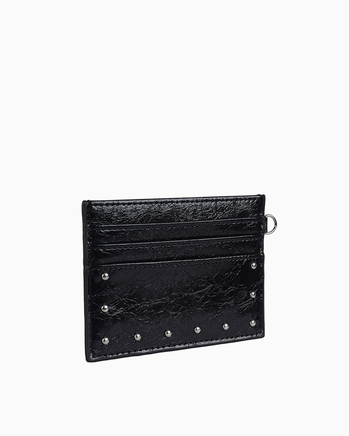 Unisex Vegan Leather Studded Black Card Holder