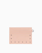 Unisex Vegan Leather Studded Light Pink Card Holder