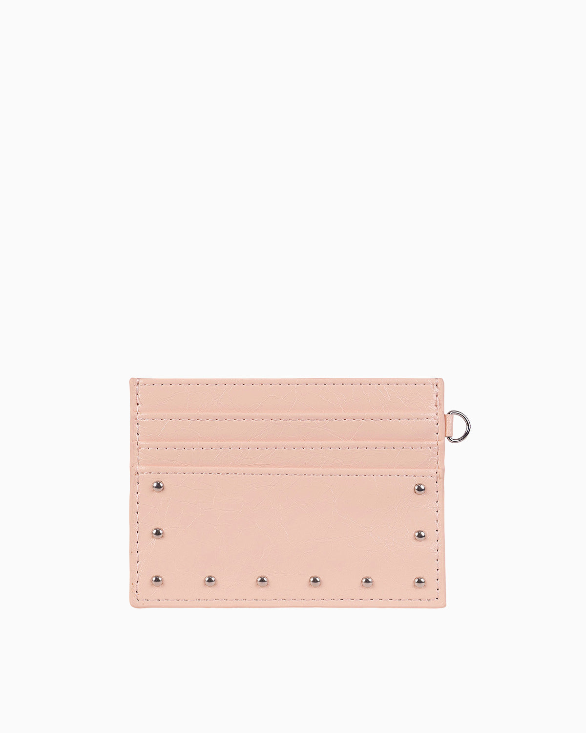 Unisex Vegan Leather Studded Light Pink Card Holder