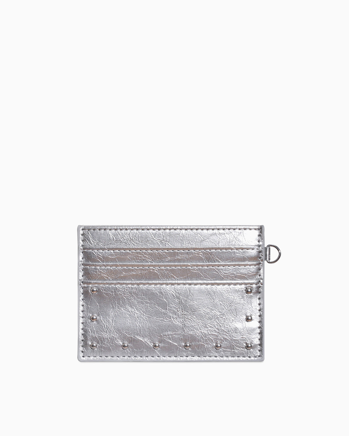 Unisex Vegan Leather Studded Silver Card Holder