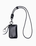 Black Genuine Leather Lanyard Purse – Hands‑Free Zipper Pouch