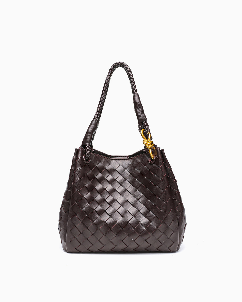 Trendy, Spacious & Stylish Vegan Faux Leather Woven Parachute Bag with Detachable Strap and Knot Detailing, Purple Grape Color