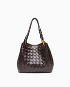 Trendy, Spacious & Stylish Vegan Faux Leather Woven Parachute Bag with Detachable Strap and Knot Detailing, Purple Grape Color
