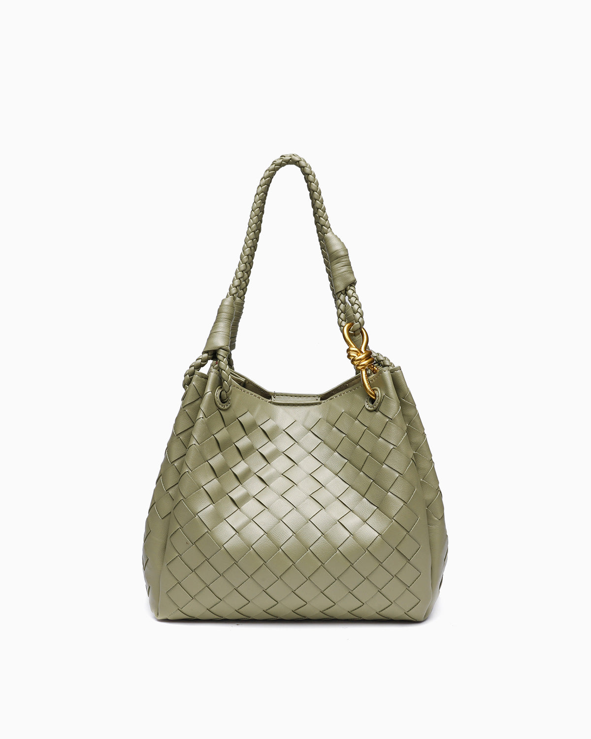 Trendy, Spacious & Stylish Vegan Faux Leather Woven Parachute Bag with Detachable Strap and Knot Detailing, Travertine Color