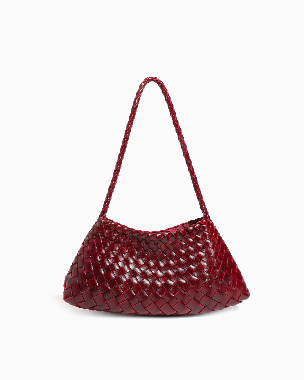 Vegan Leather Woven Shoulder Bag with Pouch