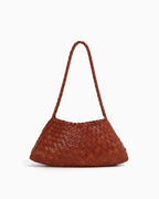 Vegan Leather Woven Shoulder Bag with Pouch