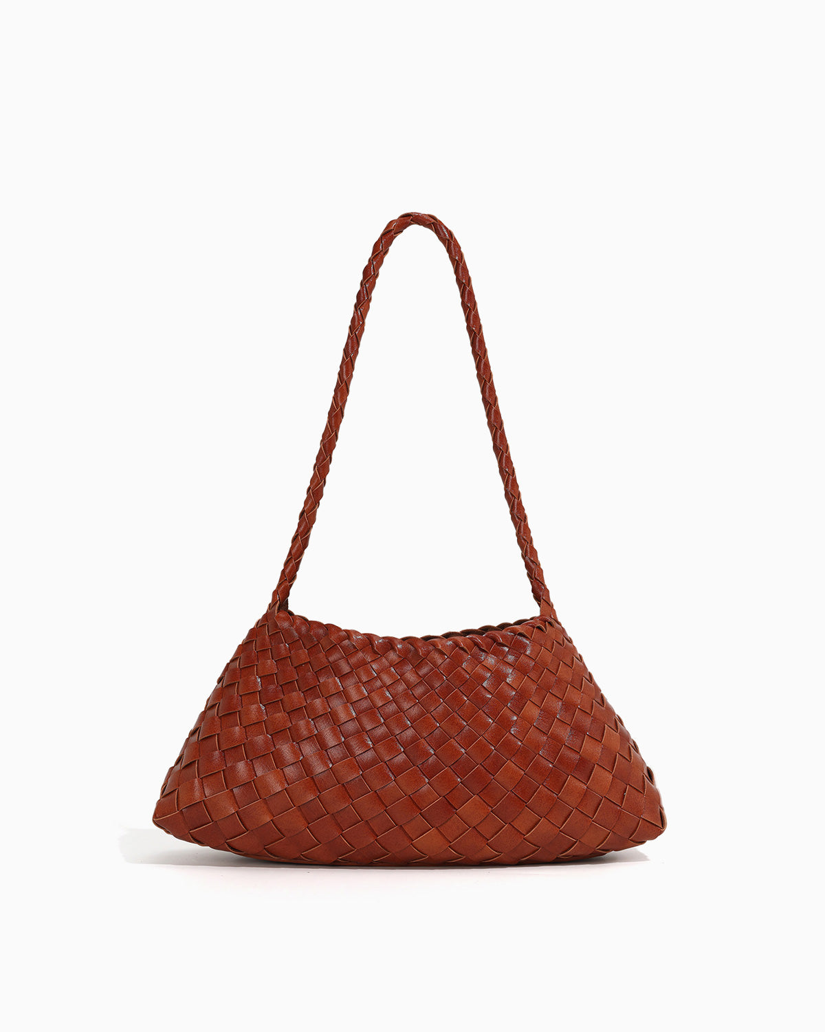 Vegan Leather Woven Shoulder Bag with Pouch