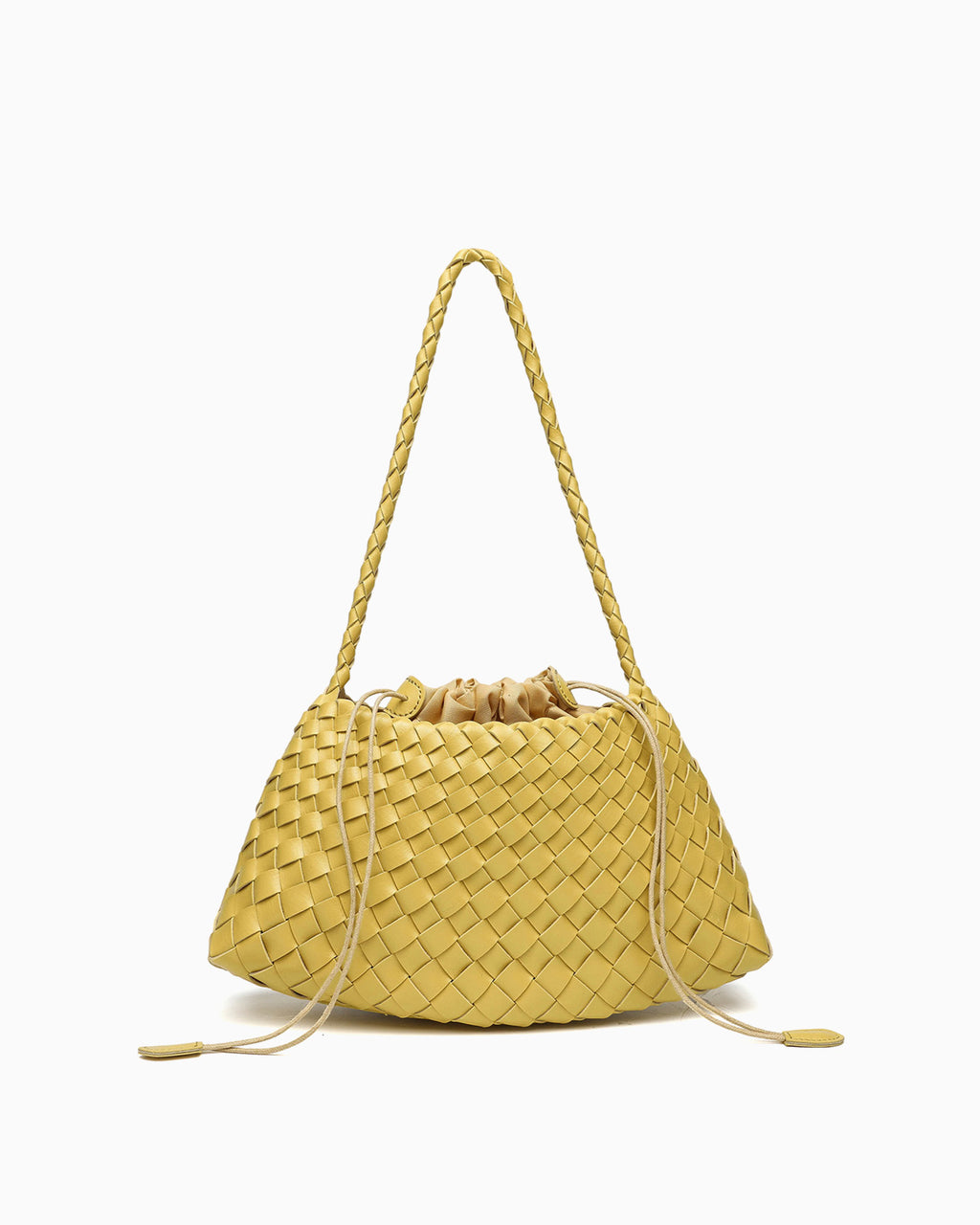 Vegan Leather Woven Shoulder Bag with Pouch