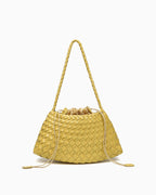 Vegan Leather Woven Shoulder Bag with Pouch