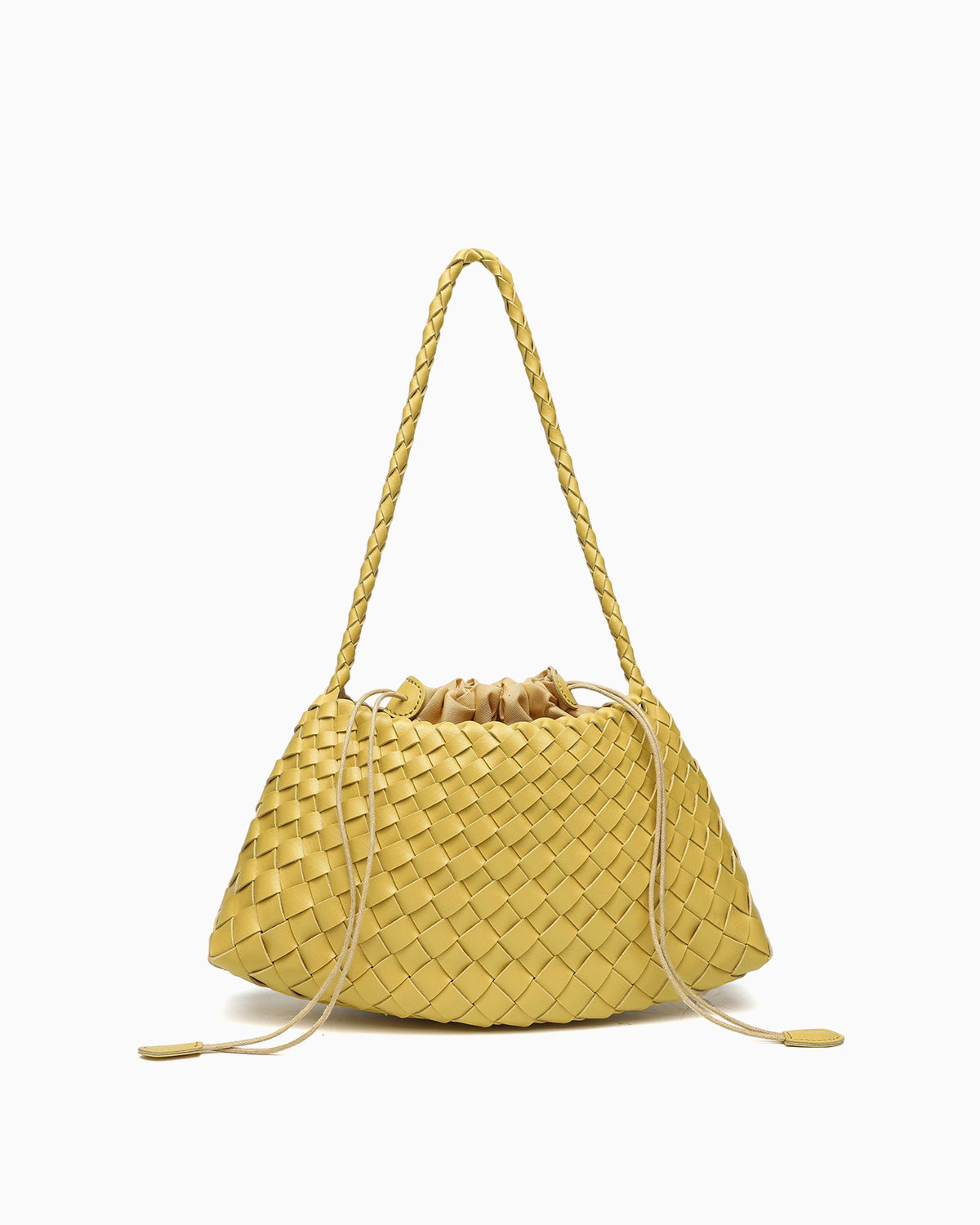 Vegan Leather Woven Shoulder Bag with Pouch