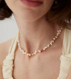 Verve Freshwater Pearl & Textured Gold Chain Necklace