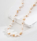 Verve Freshwater Pearl & Textured Gold Chain Necklace
