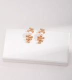 Gold Bamboo & Natural Pearl Earrings 18K Gold Plated S925 Silver