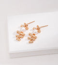 Gold Bamboo & Natural Pearl Earrings 18K Gold Plated S925 Silver