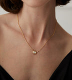 Vintage Oval Mother-of-Pearl Necklace 18K Gold Plated S925 Silver