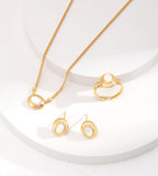 Vintage Oval Mother-of-Pearl Necklace 18K Gold Plated S925 Silver