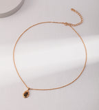 Vintage Tiger's Eye Stone Pendant Necklace 18K Gold Plated S925 Silver