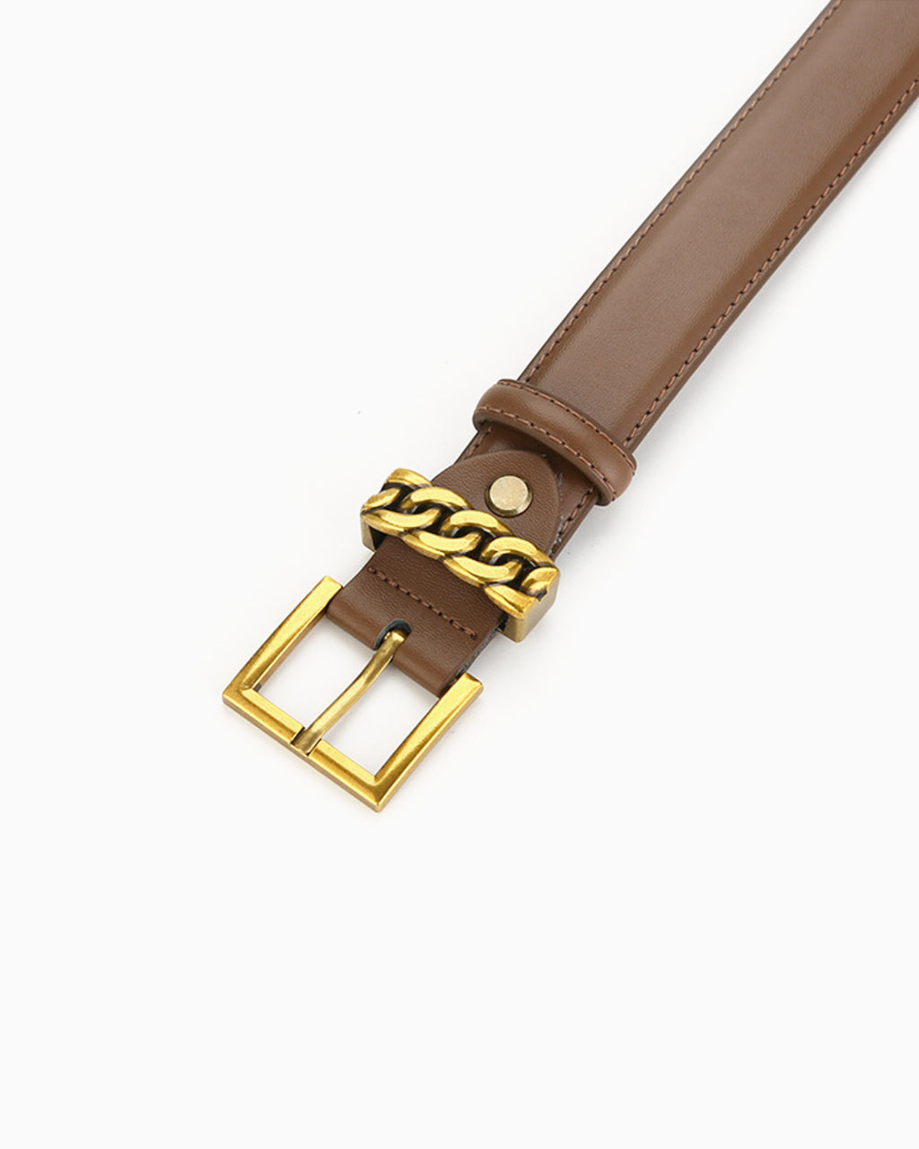 Women's Statement Vintage Style Belt with Gold Buckle & Chain Detail