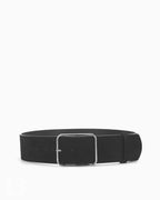 Women's Suede Leather Wide Belt with Silver Buckle, Black Color
