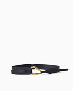Women's Black Leather Belt with Sculptural Gold-toned Hook Clasp | BUCKLE Collective