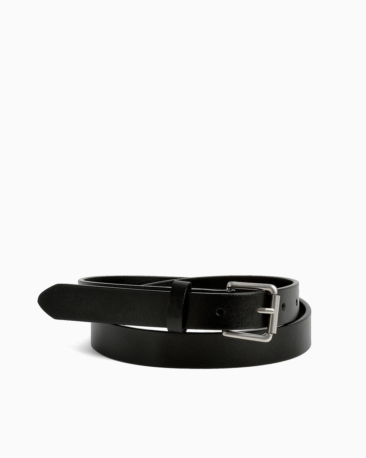 Women's Black Essential Full-Grain Cowhide Leather Belt with Silver-toned Rectangular Buckle | BUCKLE Collective