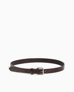 Women's Coffee-Brown Essential Full-Grain Cowhide Leather Belt with Silver-toned Rectangular Buckle | BUCKLE Collective