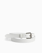 Women's White Essential Full-Grain Cowhide Leather Belt with Silver-toned Rectangular Buckle | BUCKLE Collective