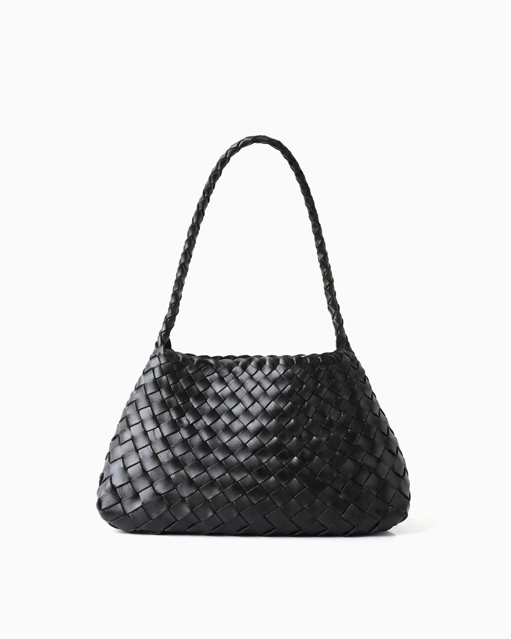 Black Woven genuine buffalo leather shoulder bag