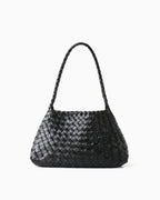 Black Woven genuine buffalo leather shoulder bag
