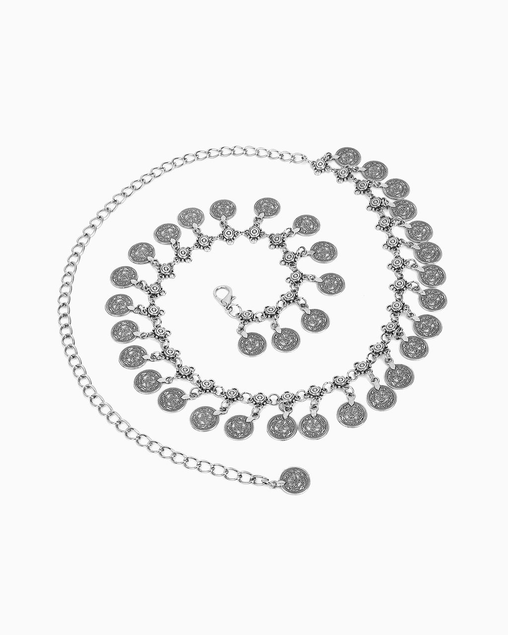 Women's Bohemian Silver Medallion Waist Chain Belt