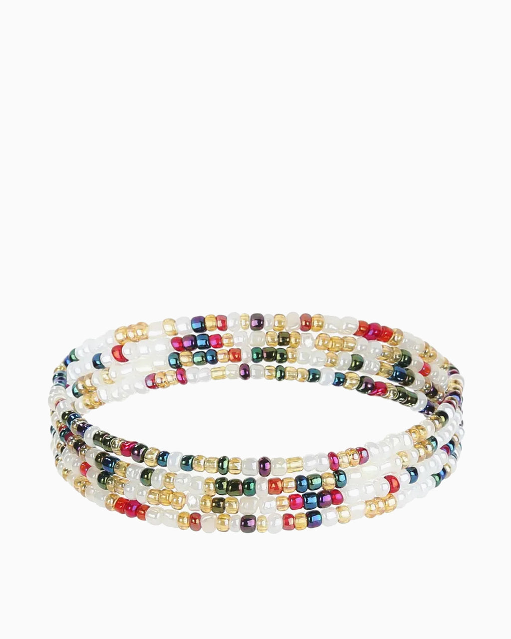 Women's Bohemian Summer Style Beaded Wrap Belt, White with multicolor accents